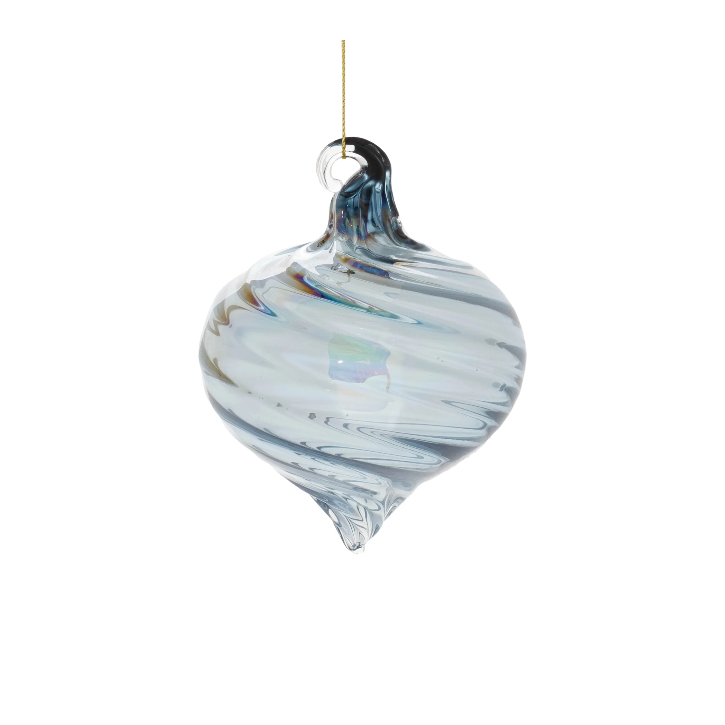 Blue Swirl Glass Ornament, 3" - 5" (3 styles - sold individually) - Image 4
