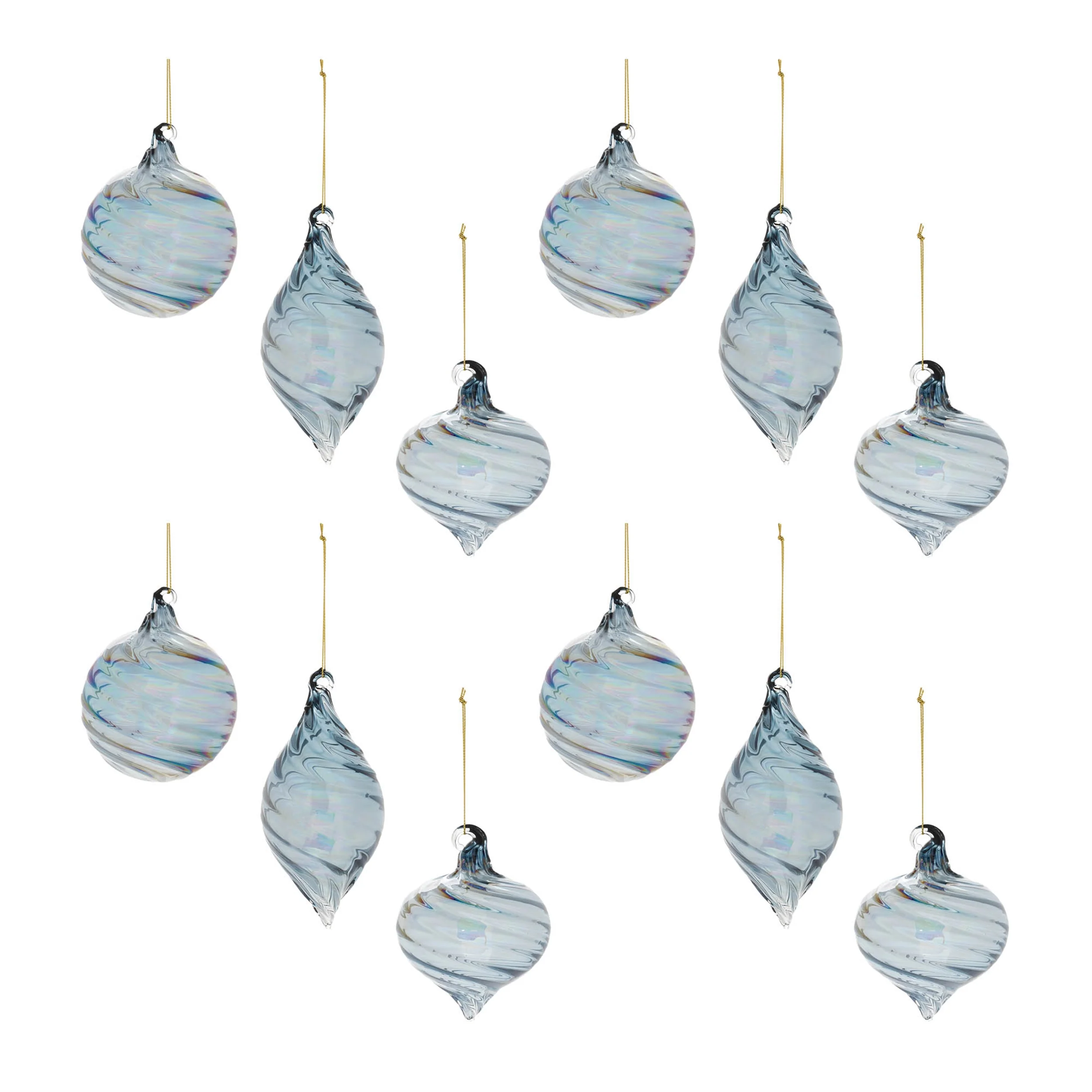 Blue Swirl Glass Ornament, 3" - 5" (3 styles - sold individually) - Image 5
