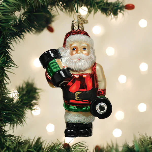 Bodybuilder Santa Ornament, 4.75"
