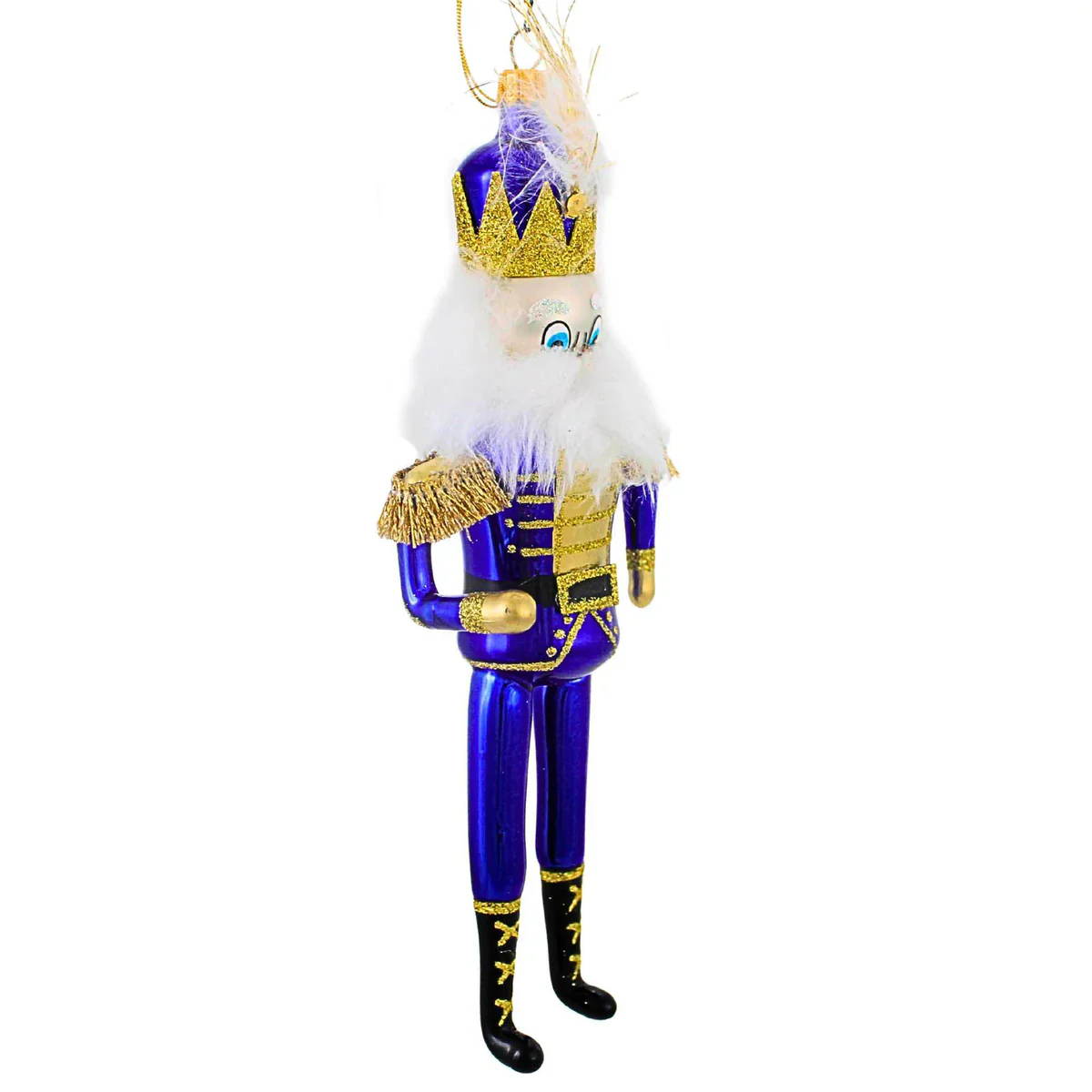 Bold Blue Nutcracker Glass Ornament, 8.5" - Image 3