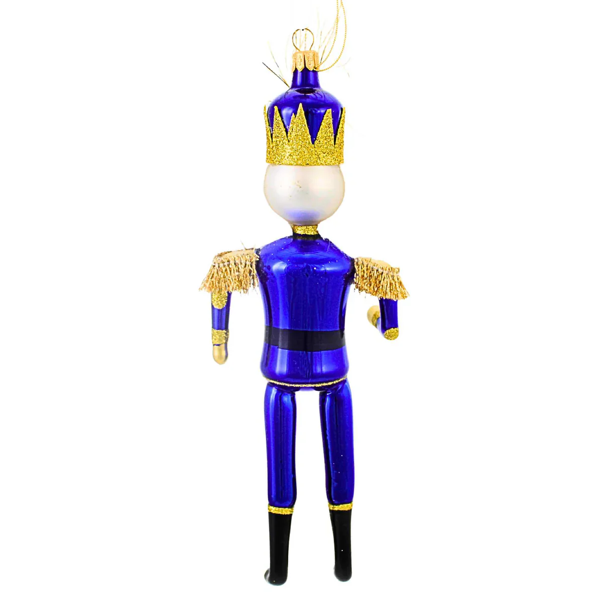 Bold Blue Nutcracker Glass Ornament, 8.5" - Image 4
