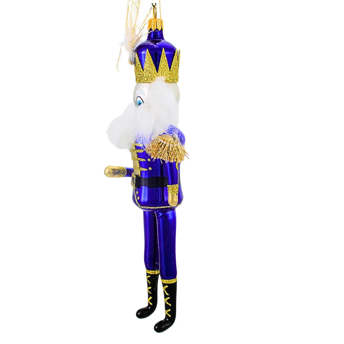 Bold Blue Nutcracker Glass Ornament, 8.5" - Image 5