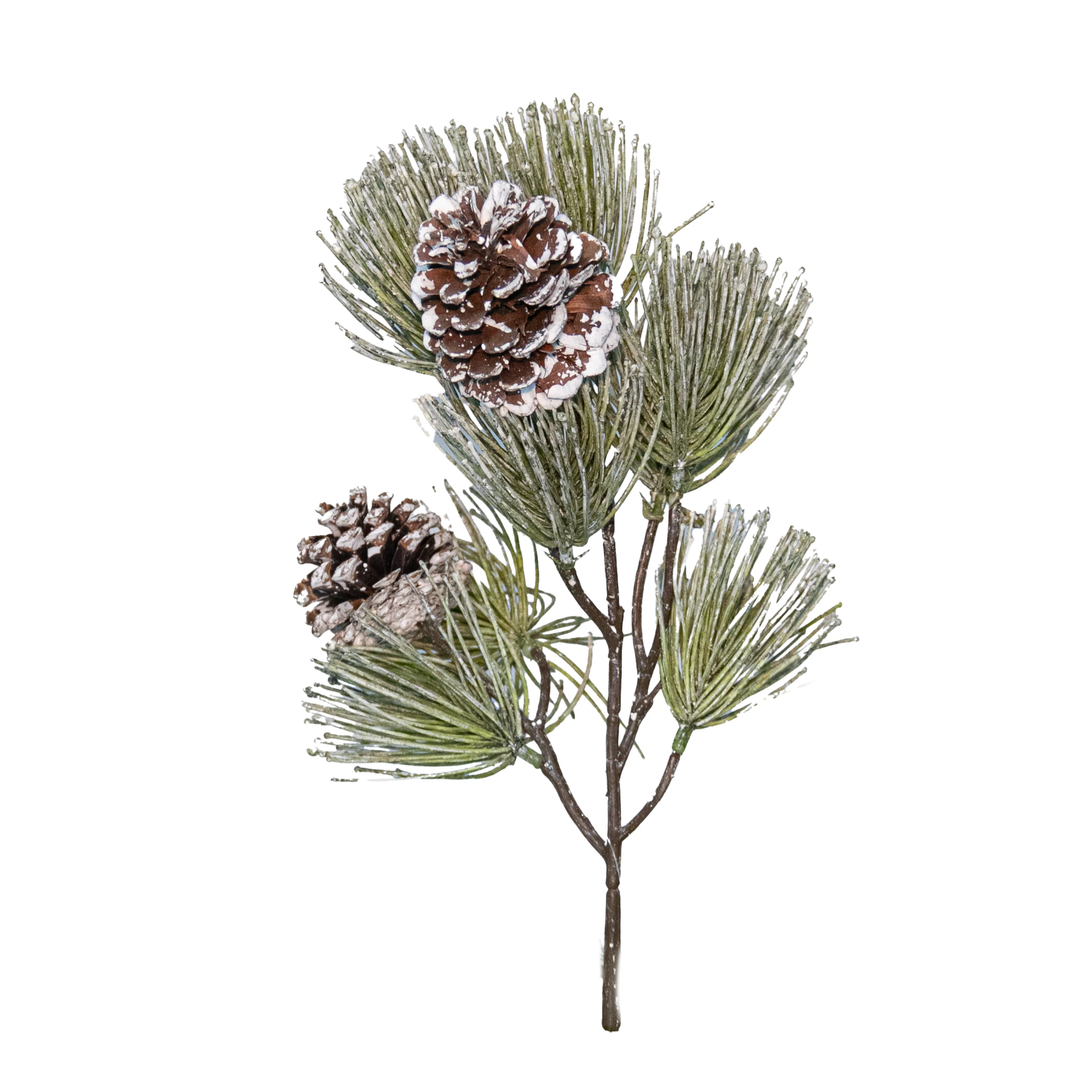Bottlebrush Pine Spray w/ Cones, Frosted Green, 18"