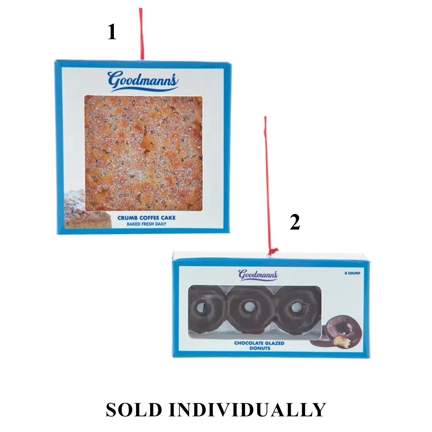 Boxed Crumb Coffee Cake & Donuts Ornaments, 3.375" (2 styles - sold individually)