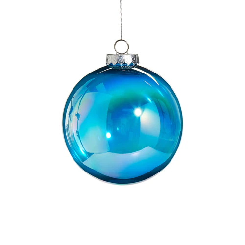 Bright Blue Seamless Iridescent Ball Ornament, 6"