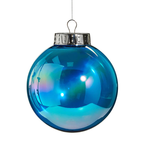 Bright Blue Seamless Iridescent Ball Ornament, 8"