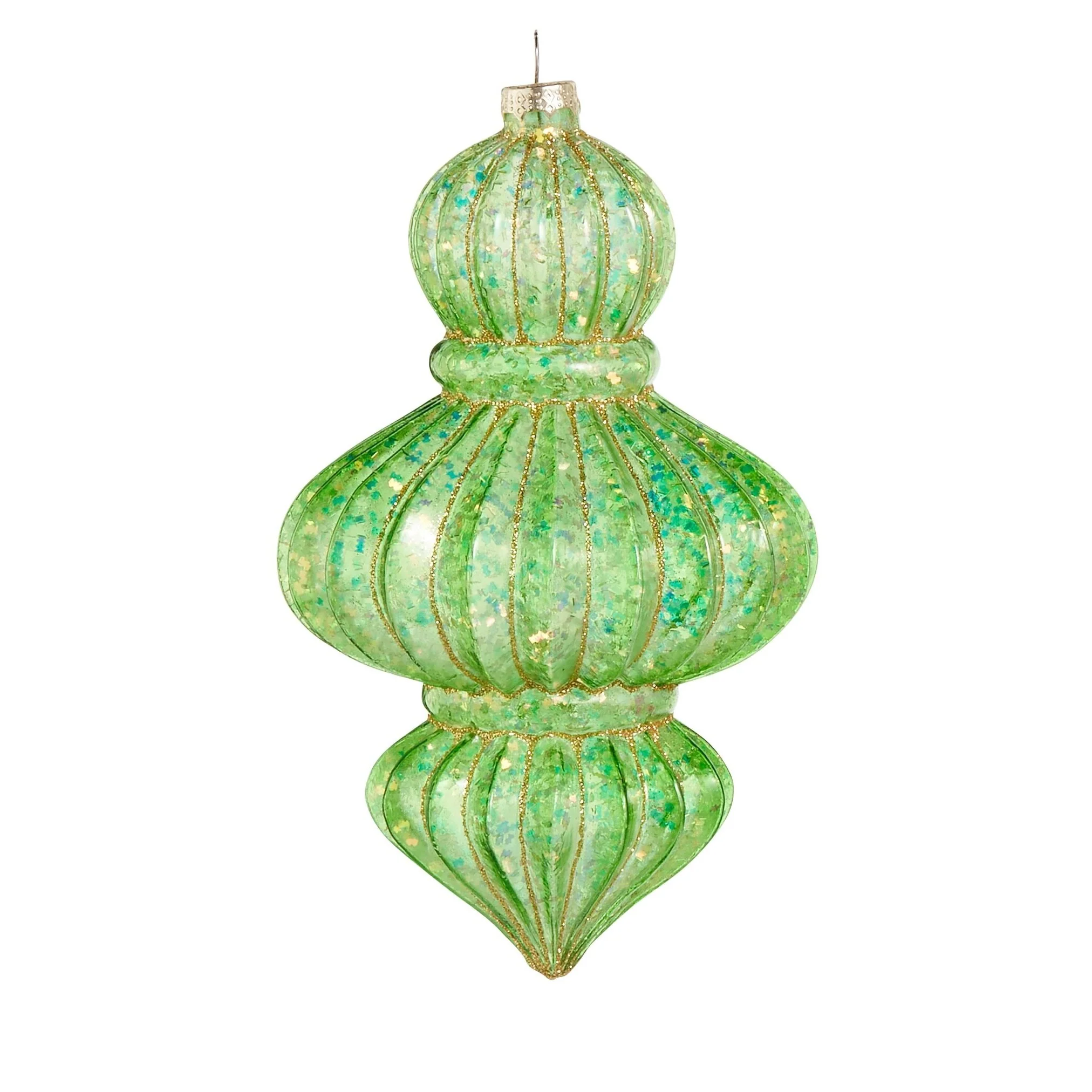 Bright Glitter Glass Finial Ornament, 7.5" (3 styles - sold individually) - Image 2