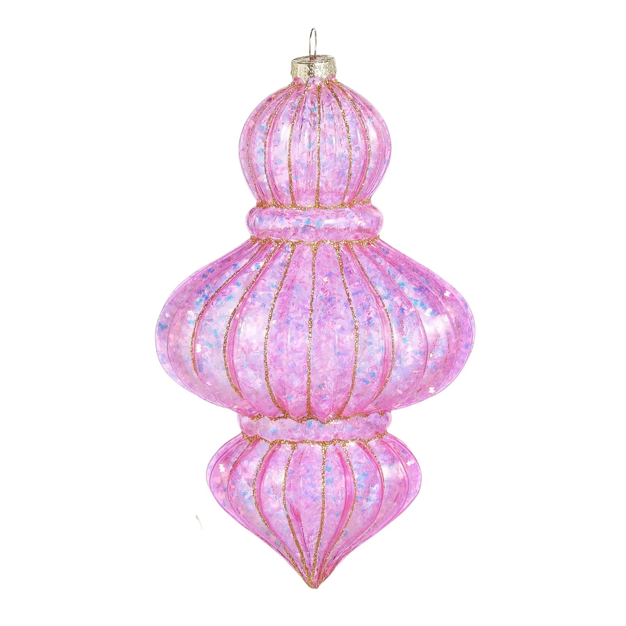 Bright Glitter Glass Finial Ornament, 7.5" (3 styles - sold individually) - Image 3