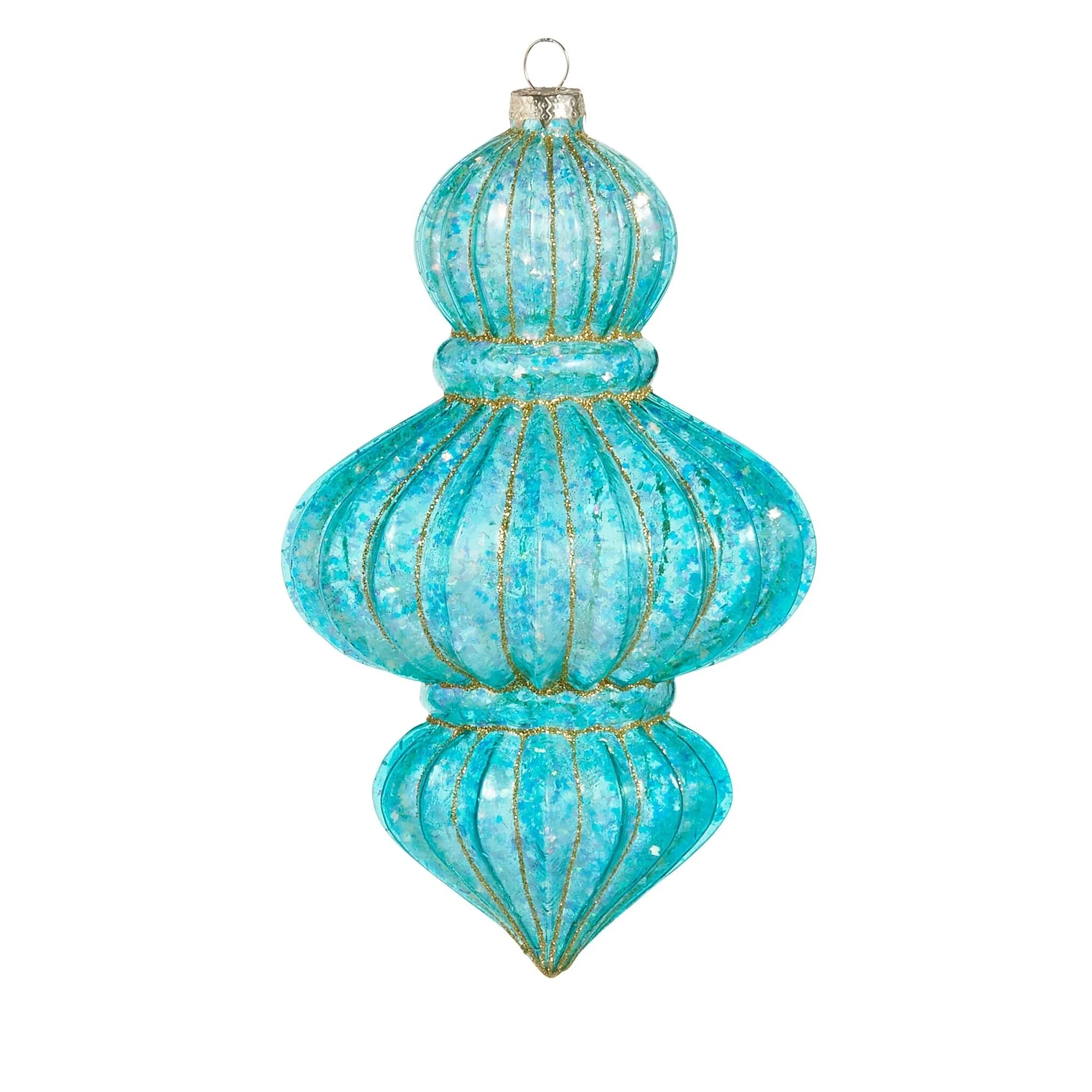 Bright Glitter Glass Finial Ornament, 7.5" (3 styles - sold individually) - Image 4