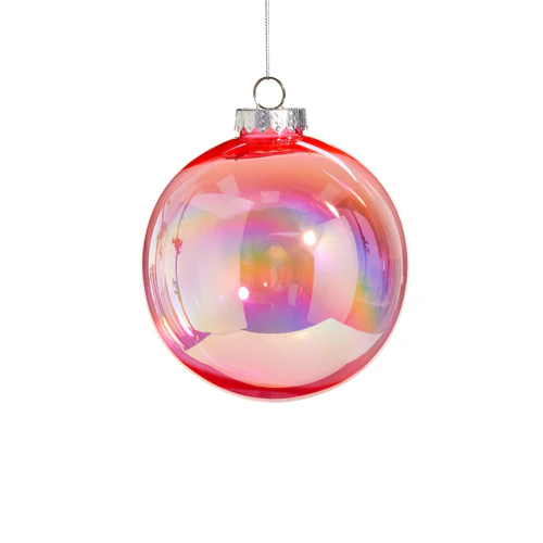 Bright Pink Seamless Iridescent Ball Ornament, 6"