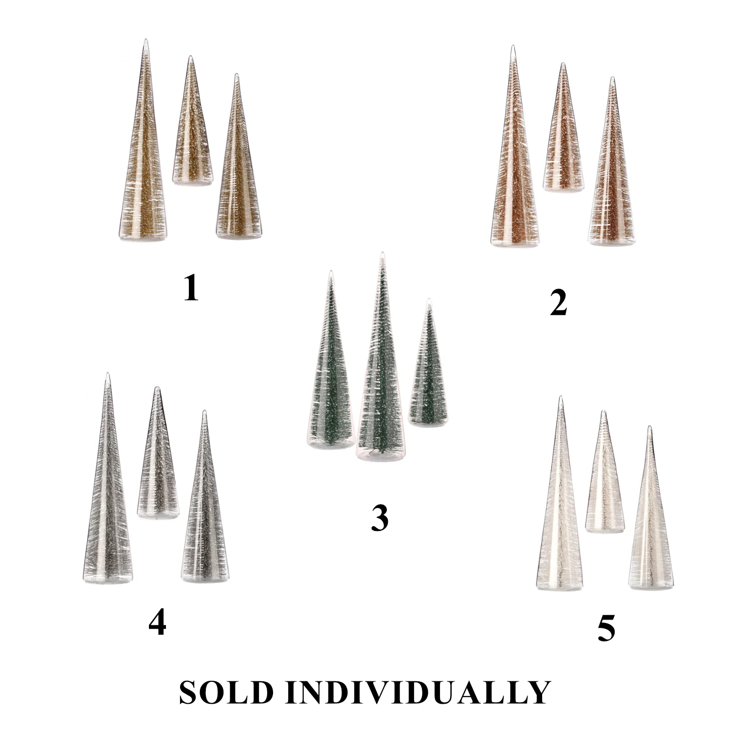 Bristle in Glass Trees Set, 7-13" (5 styles - sold individually)
