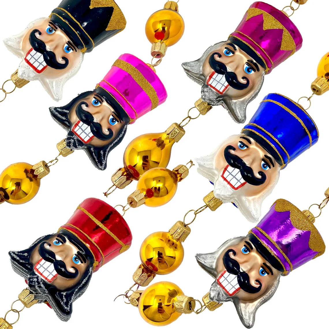 Broadway Nutcracker Glass Tree Garland Ornament, 36"