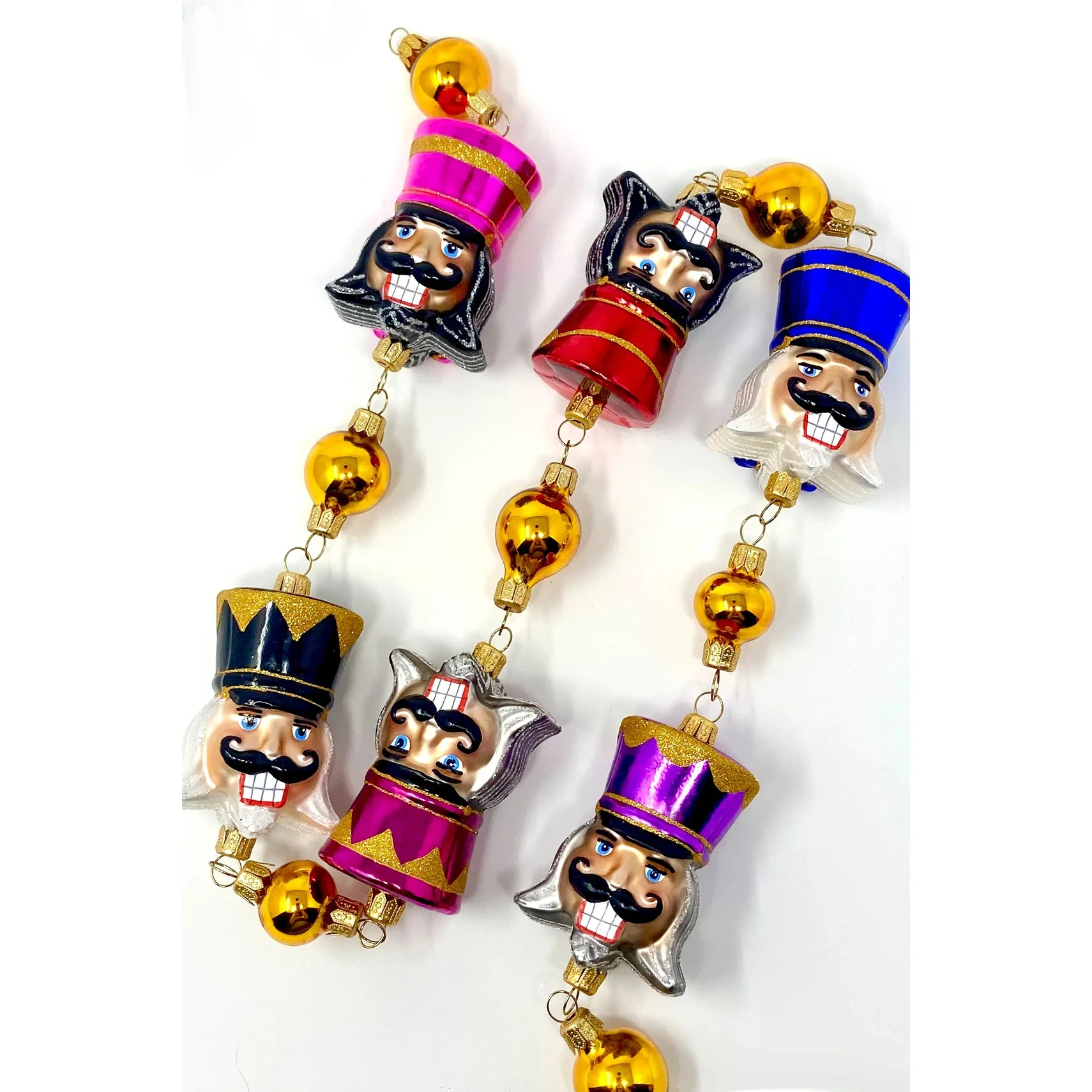 Broadway Nutcracker Glass Tree Garland Ornament, 36" - Image 2
