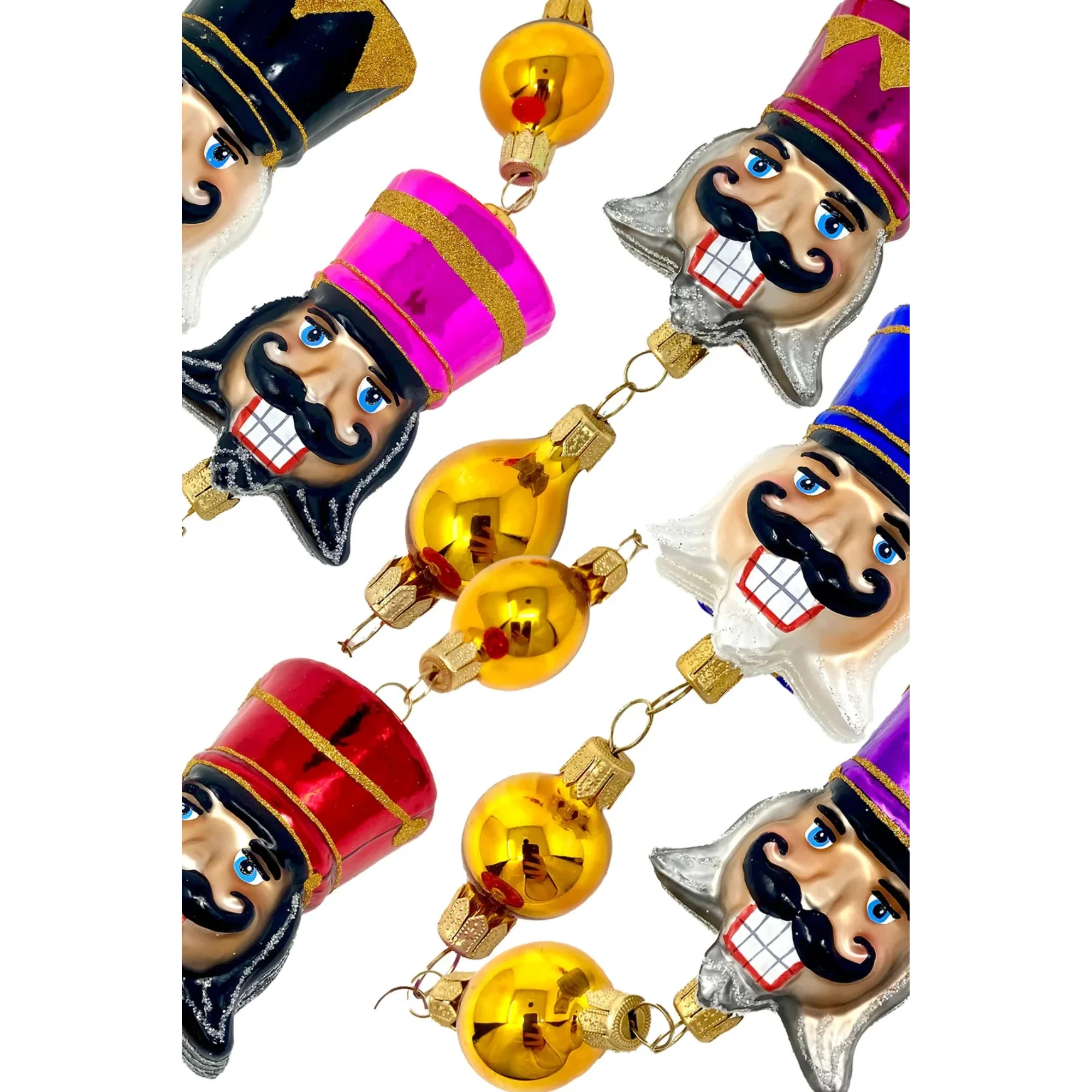 Broadway Nutcracker Glass Tree Garland Ornament, 36" - Image 3