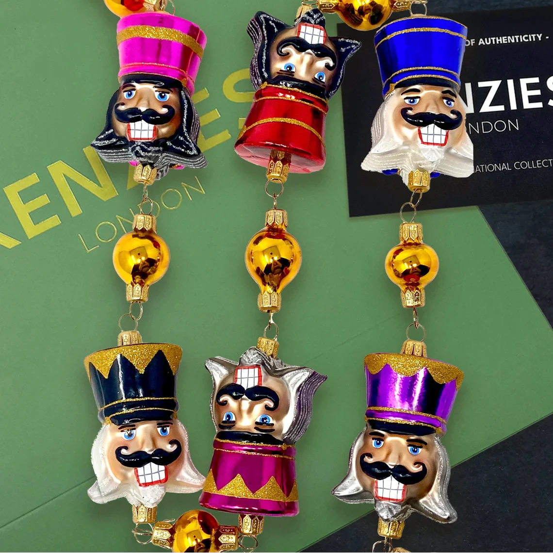 Broadway Nutcracker Glass Tree Garland Ornament, 36" - Image 4