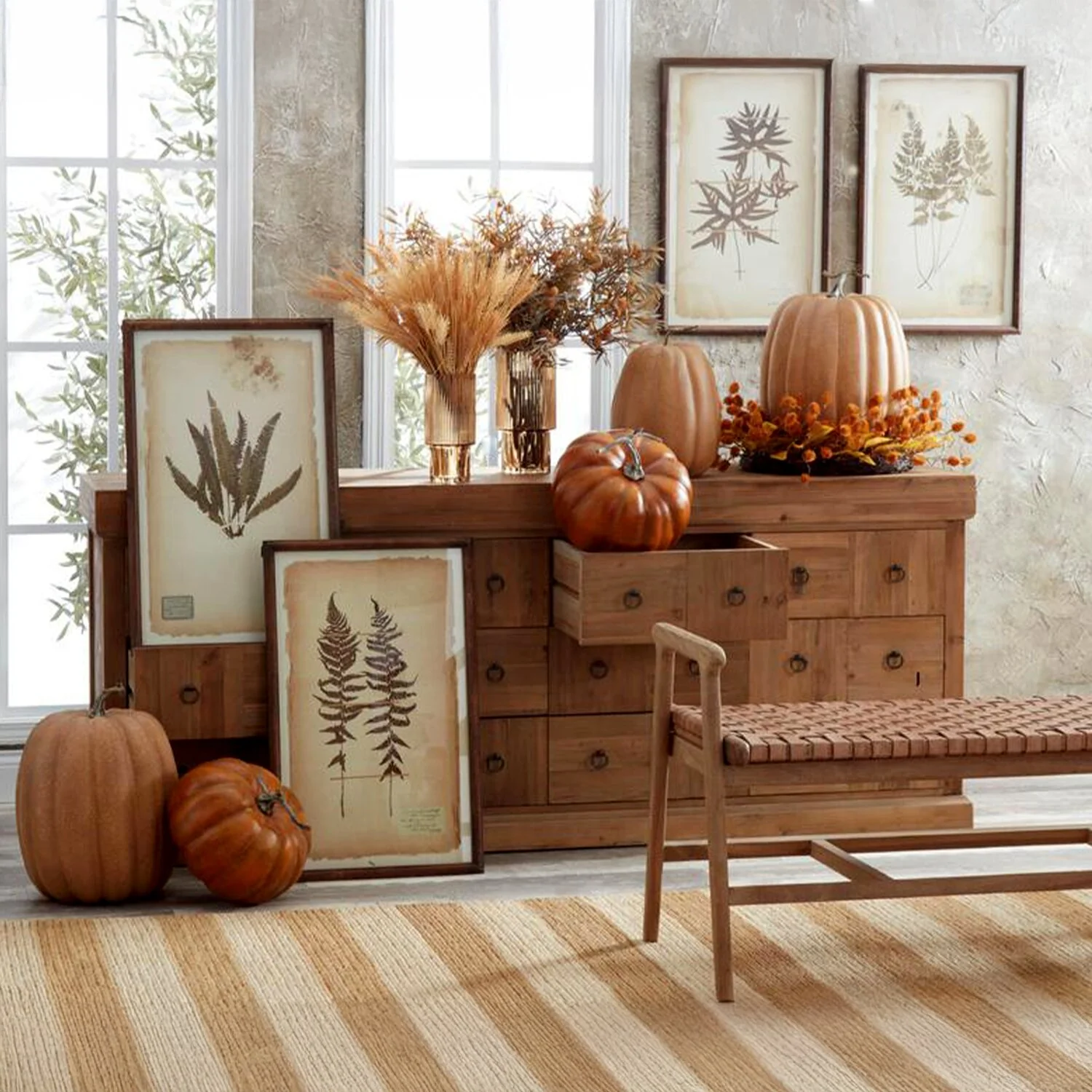 Brown & Cream Speckled Pumpkin, 14.25" - Image 4
