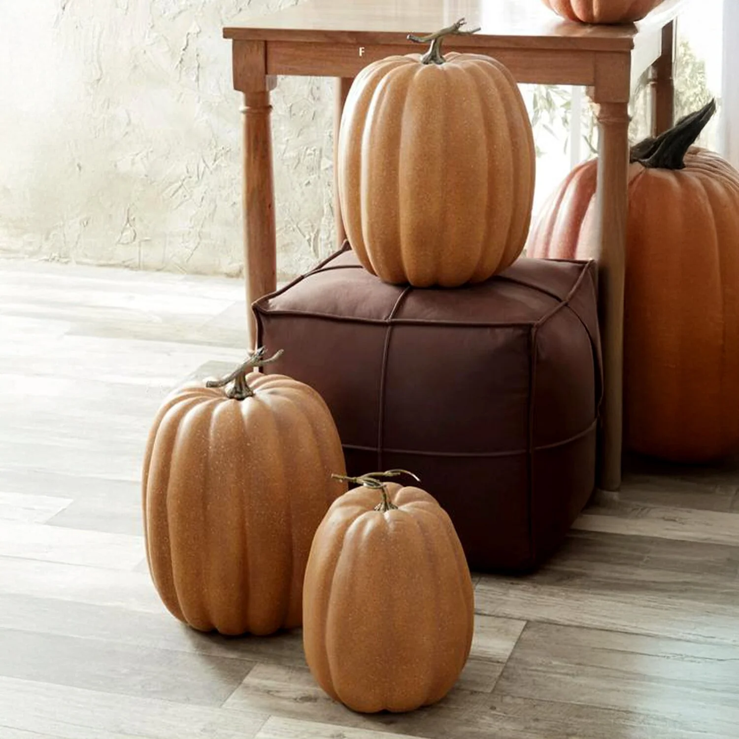Brown & Cream Speckled Pumpkin, 19" - Image 3