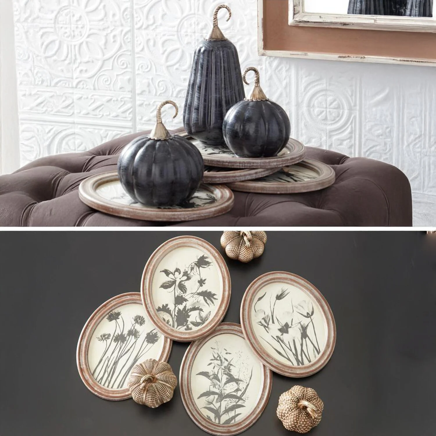 Brushed Matte Black Glass Pumpkins (Set of 3) - Image 2