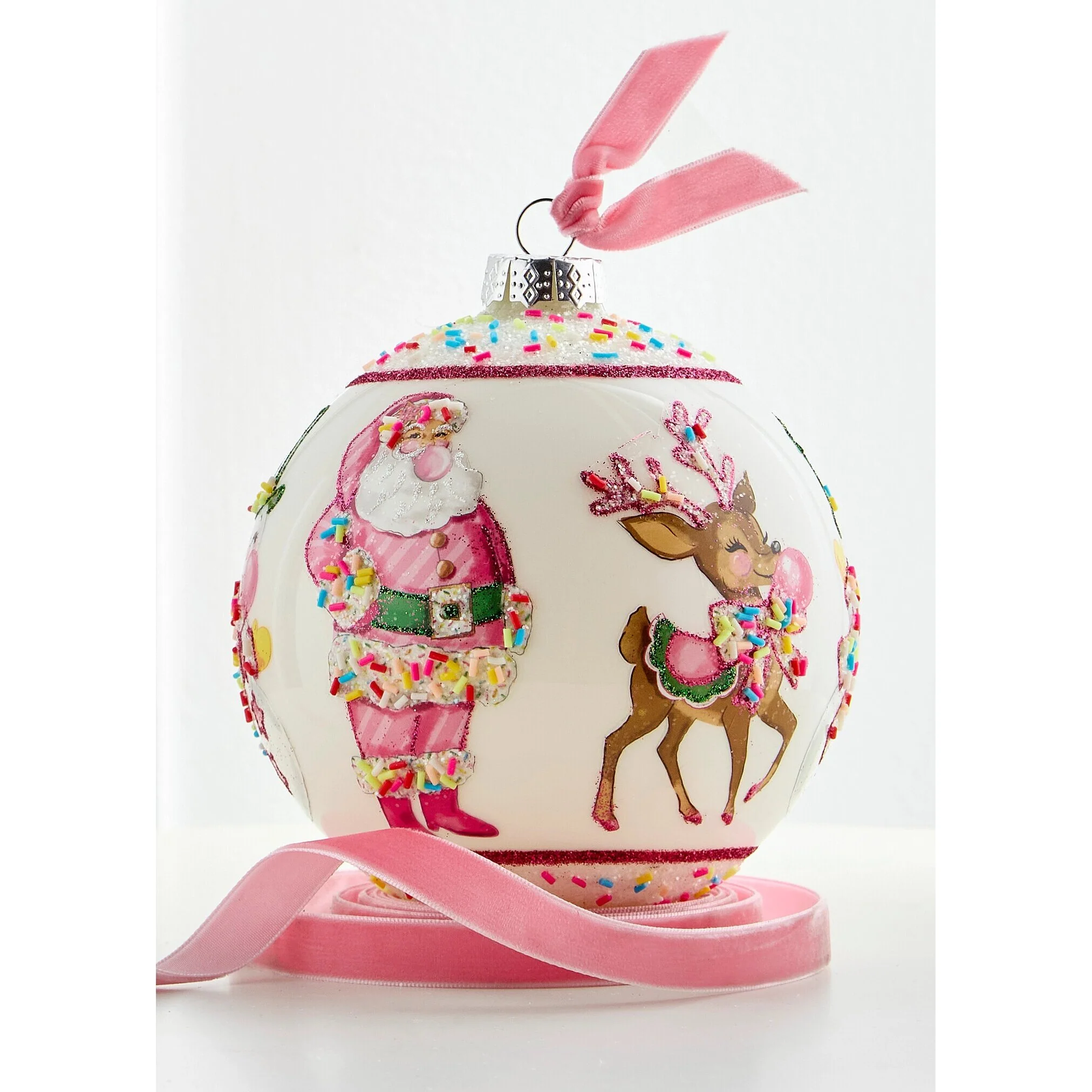 Bubblegum Blowin' Glass Ball Ornament, 5" - Image 2