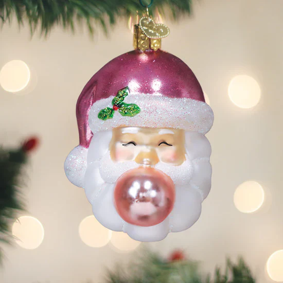 Bubblegum Papa Noel Ornament, 3.25"