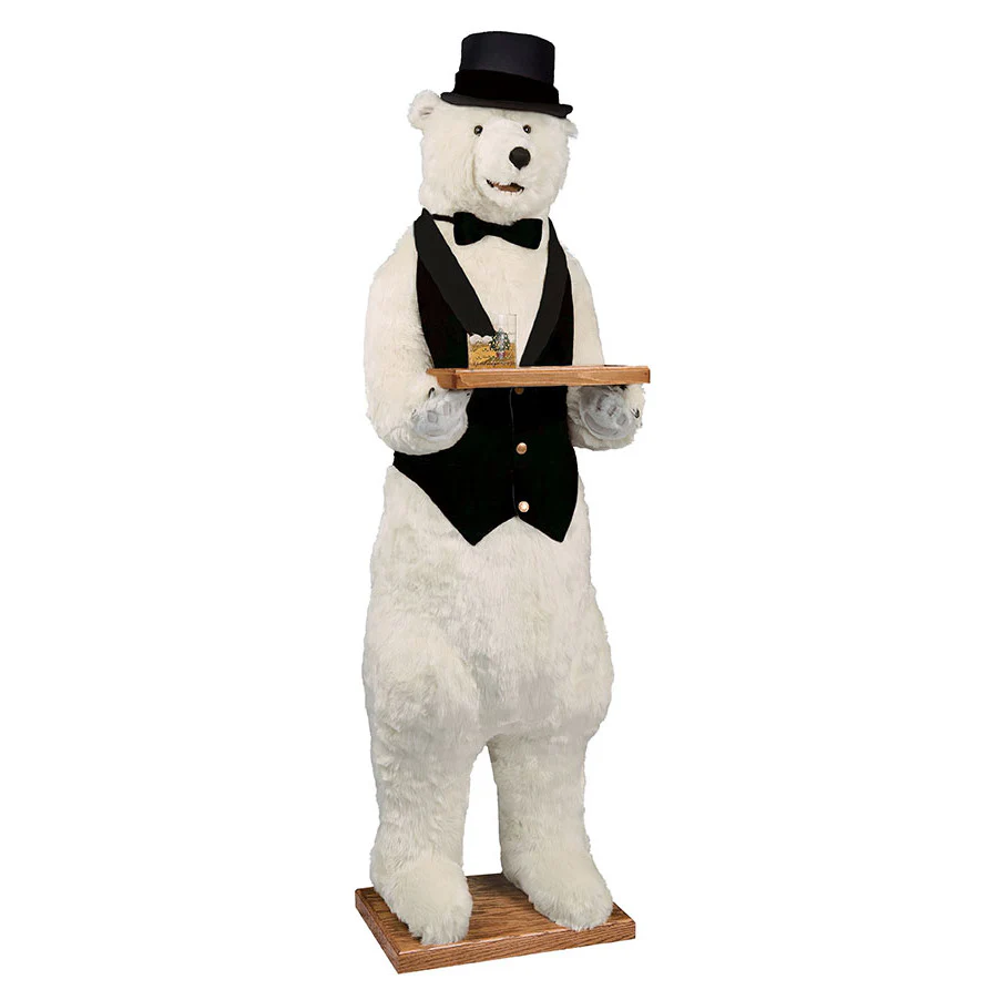 Butler Bear Figure W/ Tuxedo, Polar, 58"