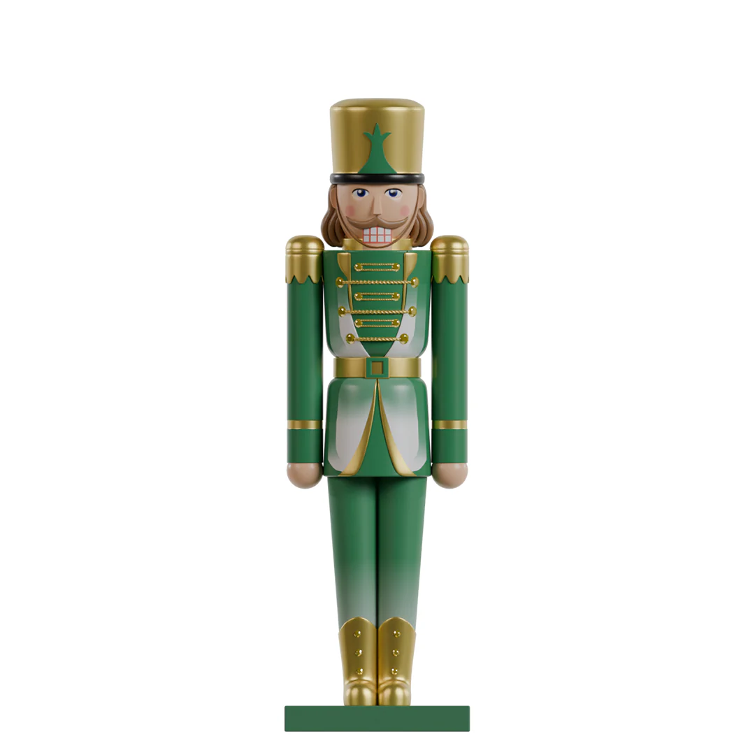 Large Fiberglass Calvin The Nutcracker Figure, 5ft (Green/Gold)