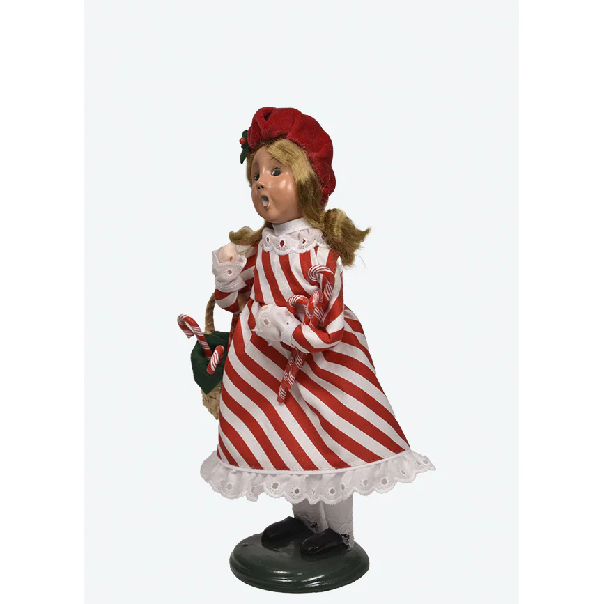 Candy Cane Girl Caroler Figurine, 10" - Image 2