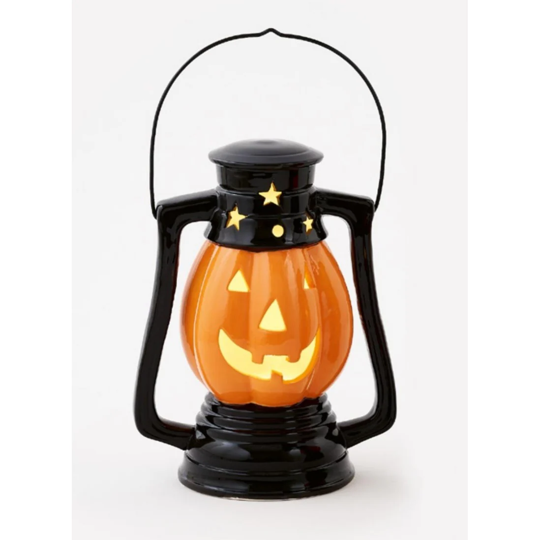Ceramic Pumpkin Lantern w/LED Lights, 12"