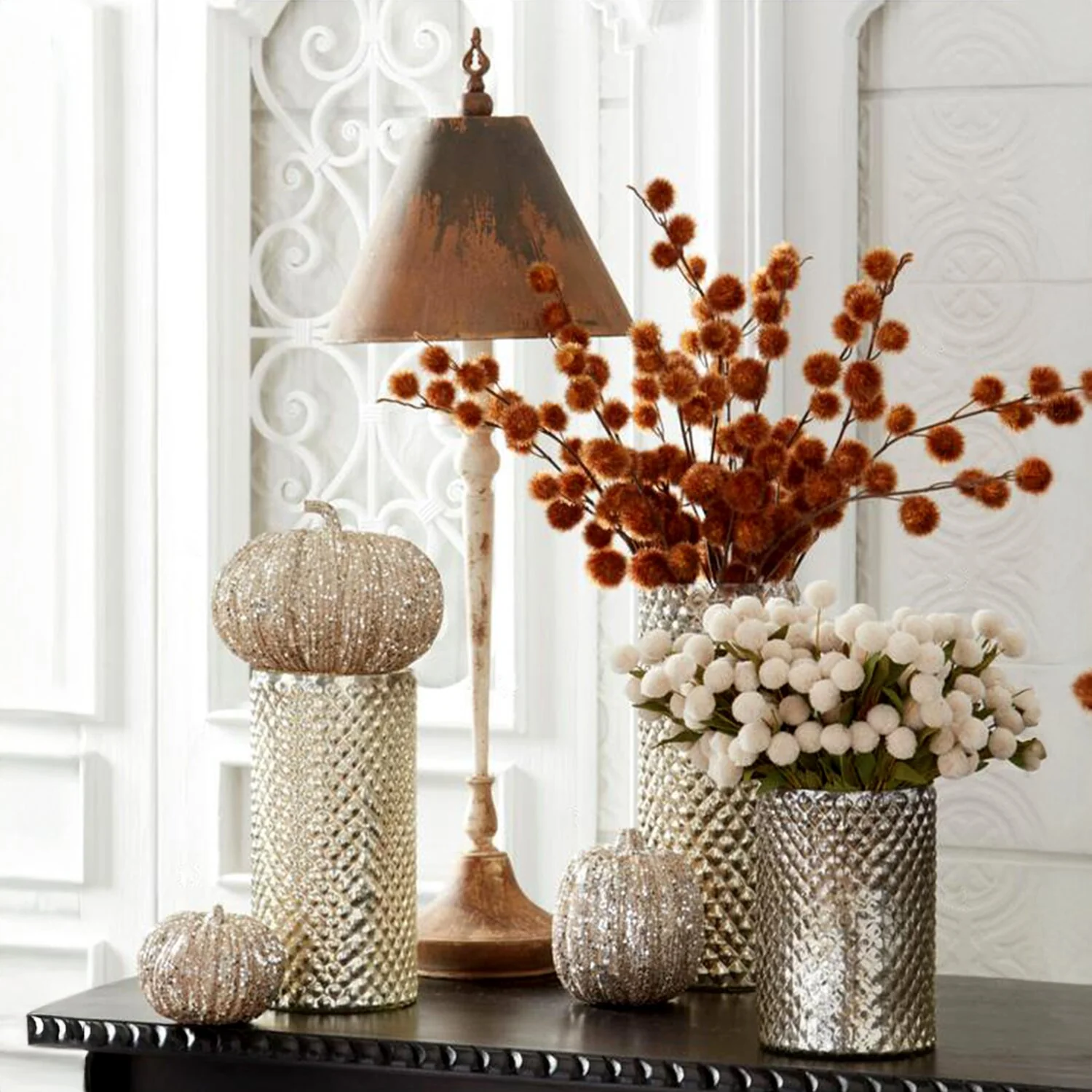Champagne Glitter & Sequin Pumpkin, 6" - Image 3