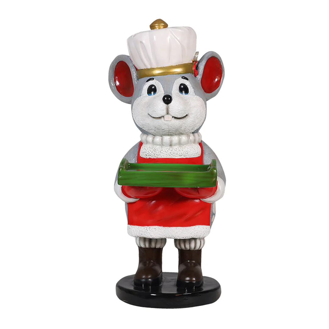 Large Fiberglass Cheddar the Waiter Figure, 33"