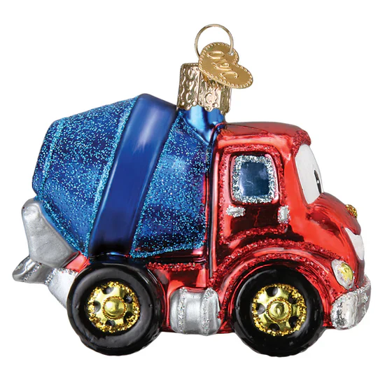 Cheerful Cement Truck Ornament, 3.5" - Image 3