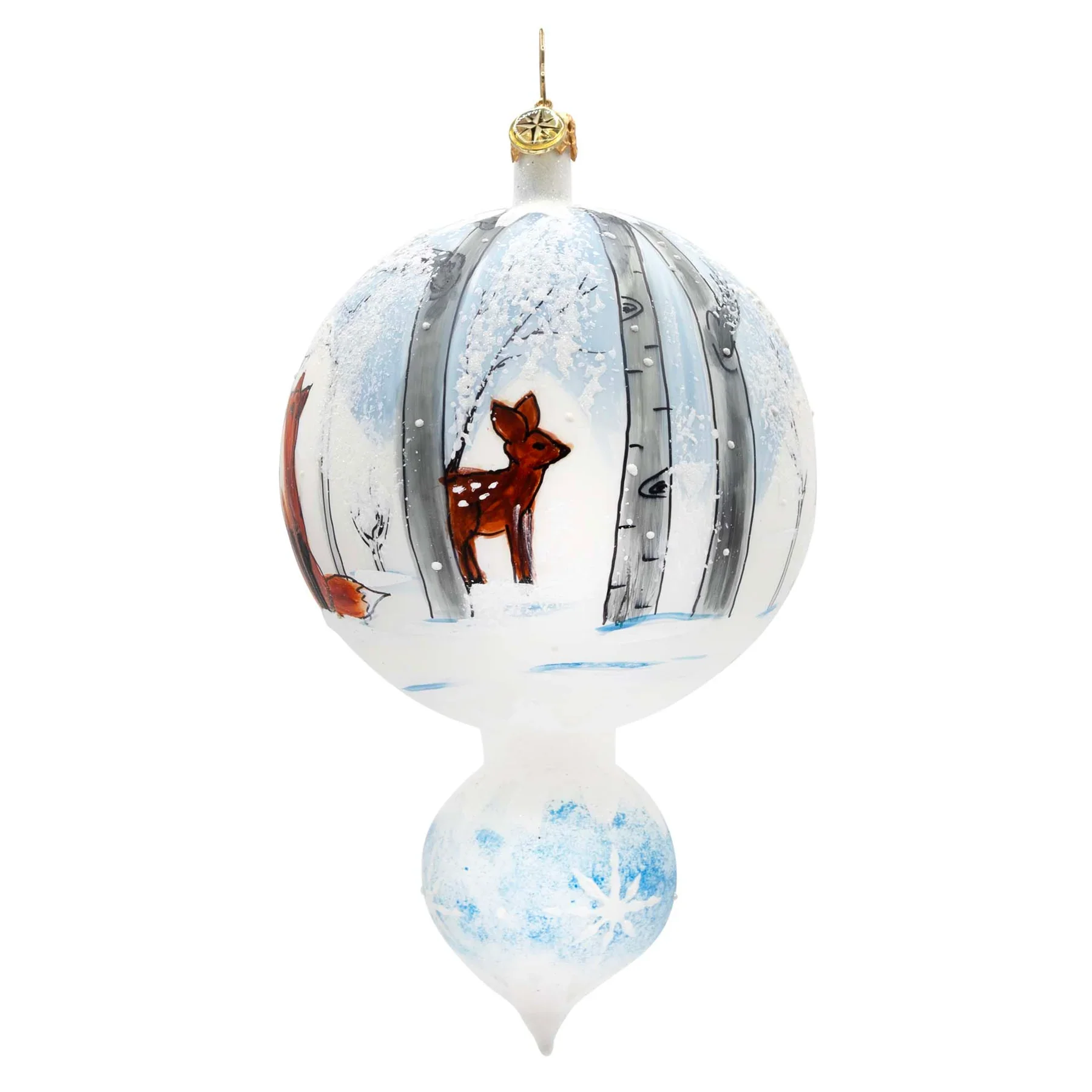 Chilly Forest Drop Snowman Glass Ornament, 6" - Image 3