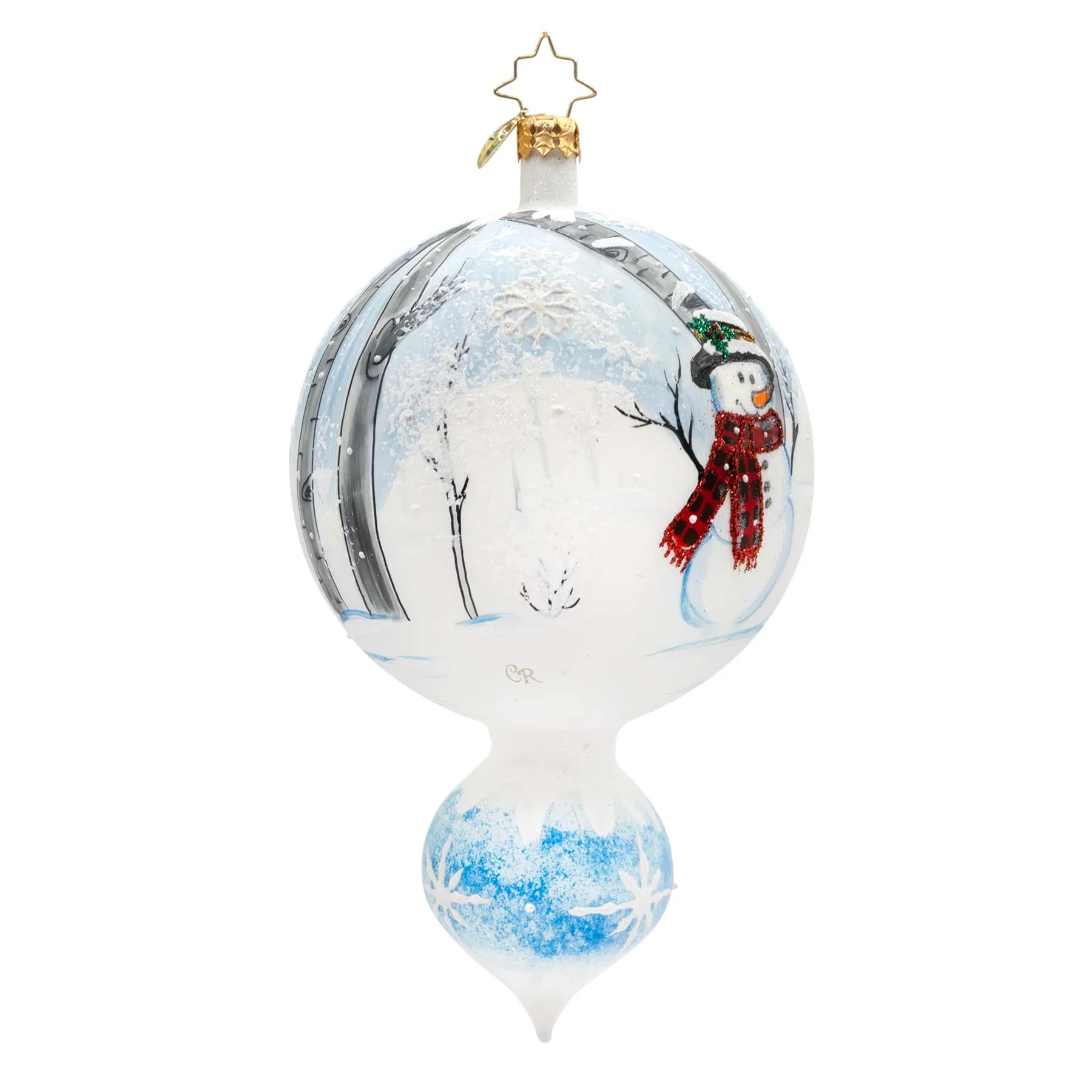 Chilly Forest Drop Snowman Glass Ornament, 6" - Image 4