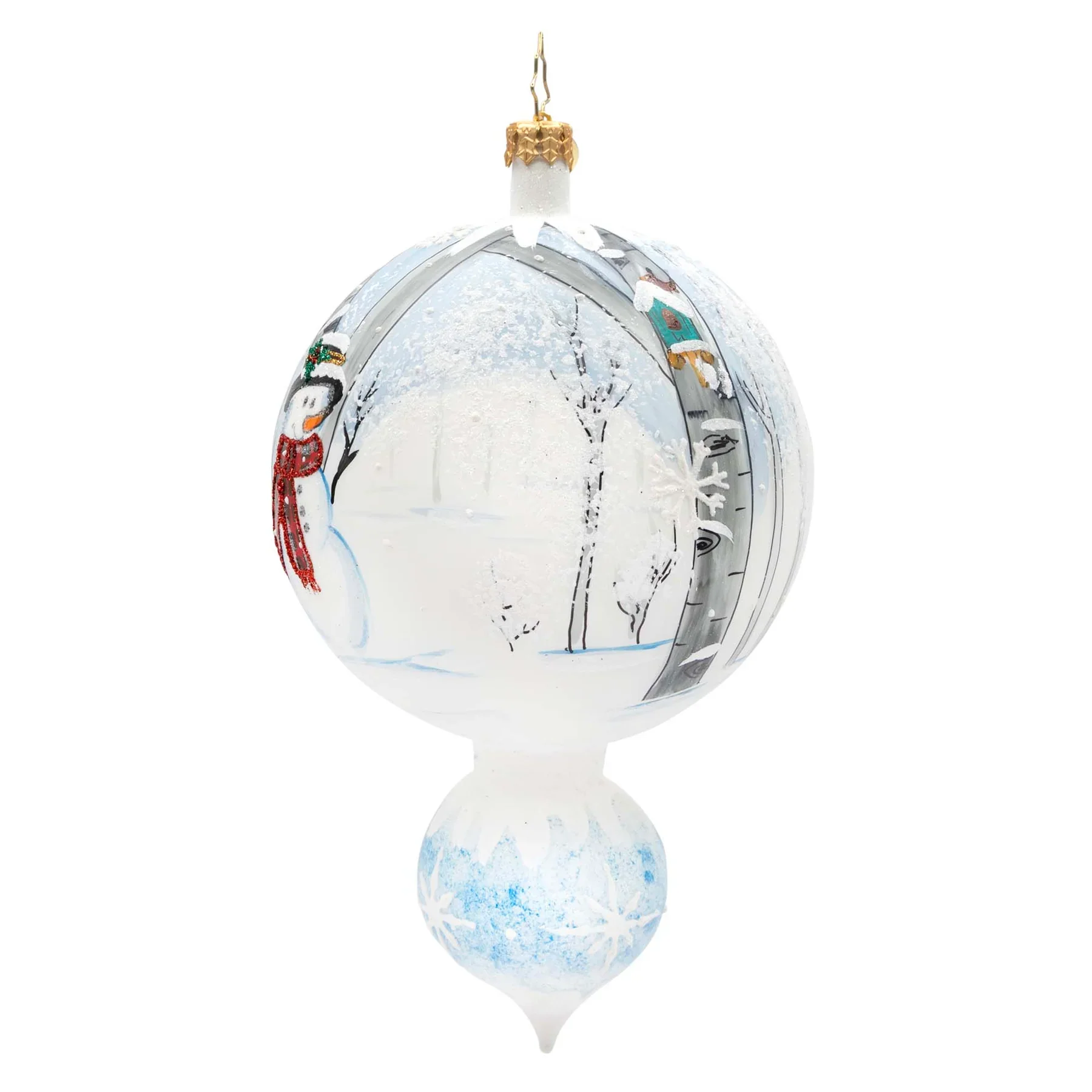 Chilly Forest Drop Snowman Glass Ornament, 6" - Image 5