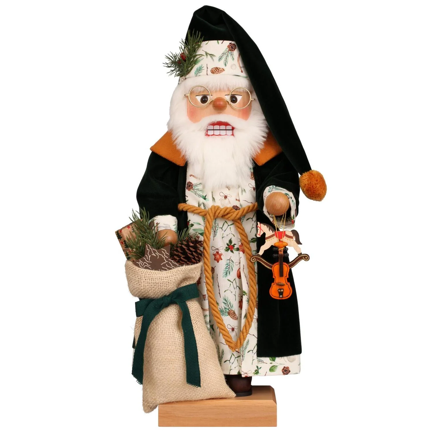 Christian Ulbricht Nutcracker - Santa in a Green Robe Figurine, 19.3"