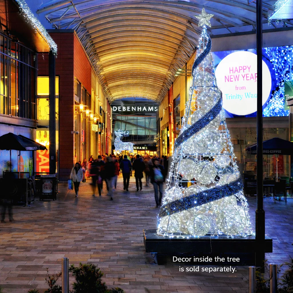 Giant Christmas Cone Struct Tree, LED Lit (Gunmetal/Cold White), 12ft - Image 2