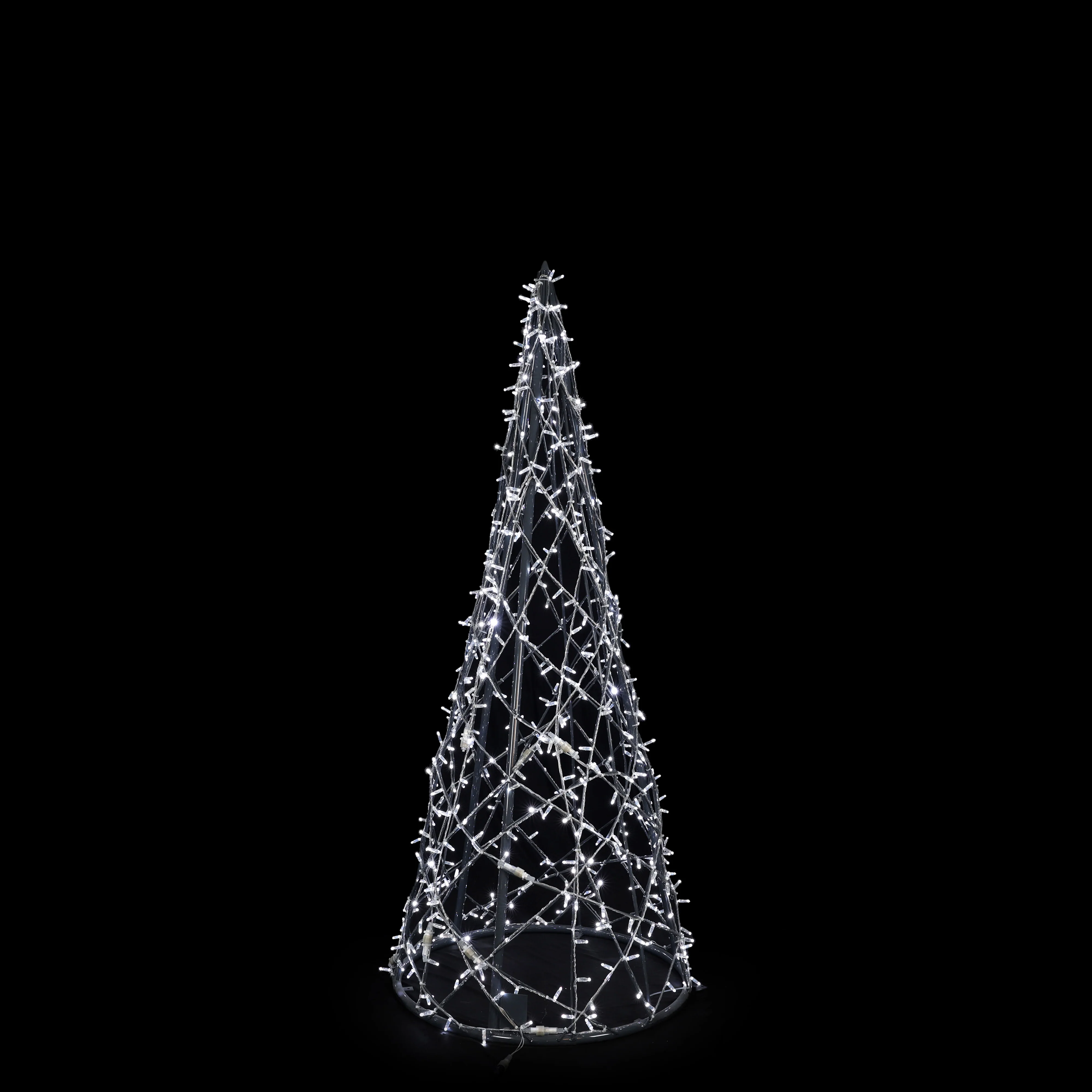Life-size Christmas Cone Struct Tree, LED Lit (Gunmetal/Cold White), 7ft