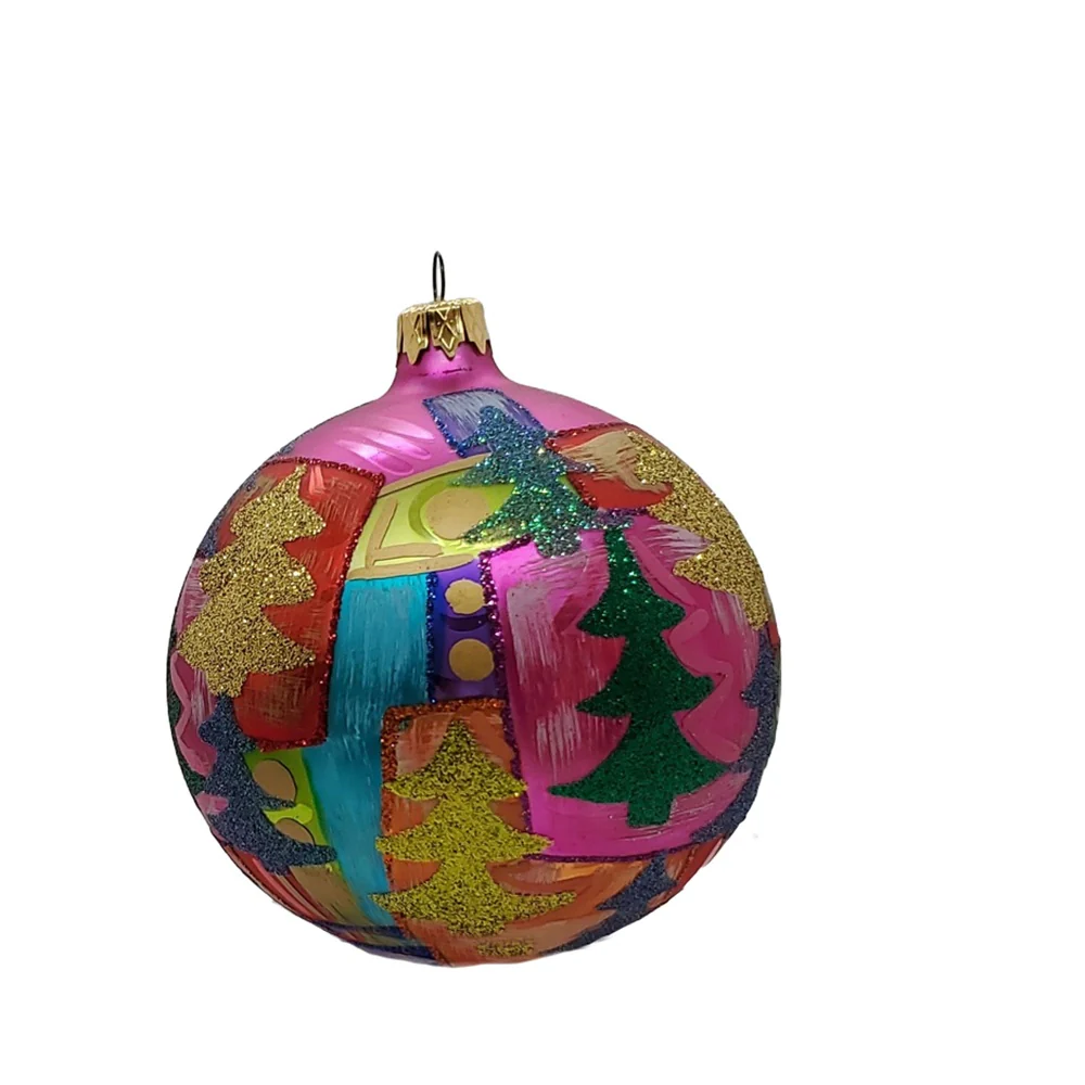 Christmas Forest Ball Glass Ornament, 5" - Image 3