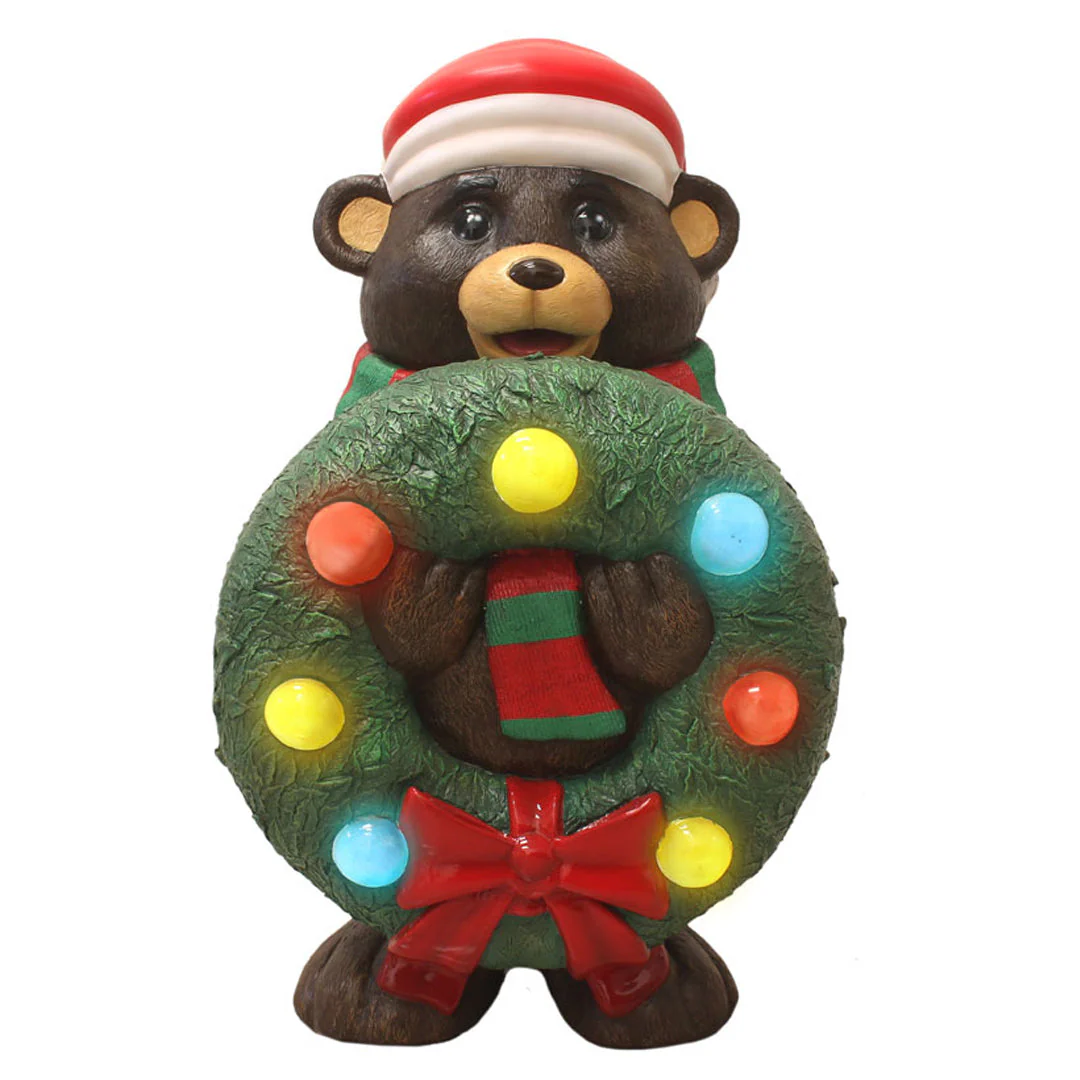 Large Christmas Teddy Bear w/Wreath, 48"