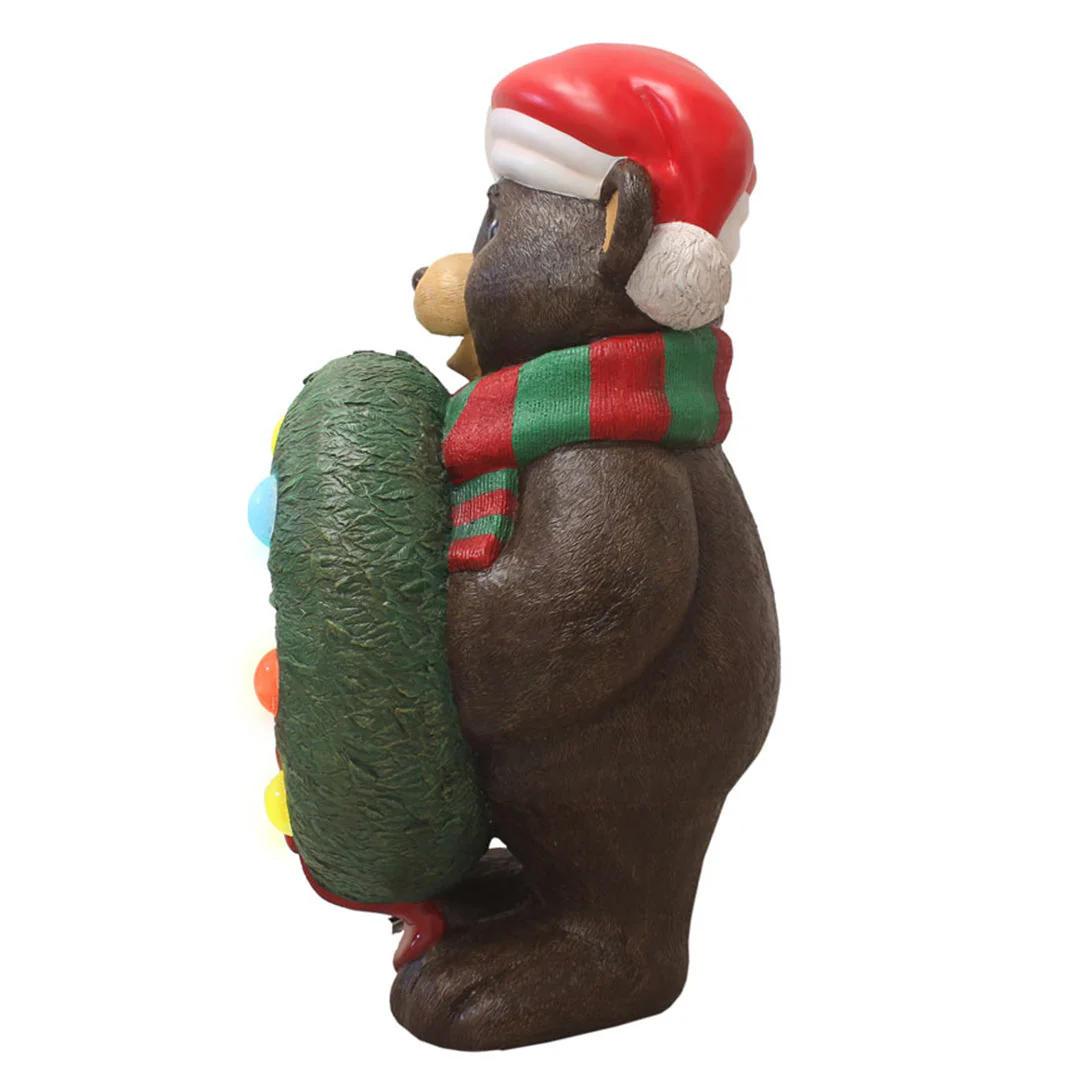 Large Christmas Teddy Bear w/Wreath, 48" - Image 2