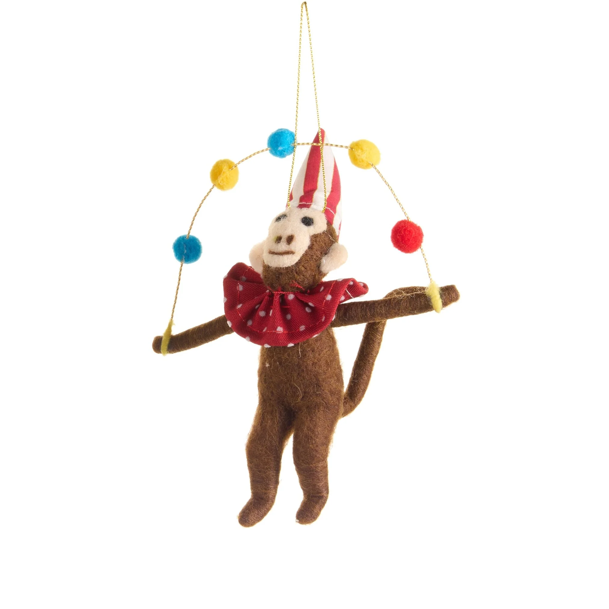 Circus Monkey Ornament, 6.5" (2 styles - sold individually) - Image 3