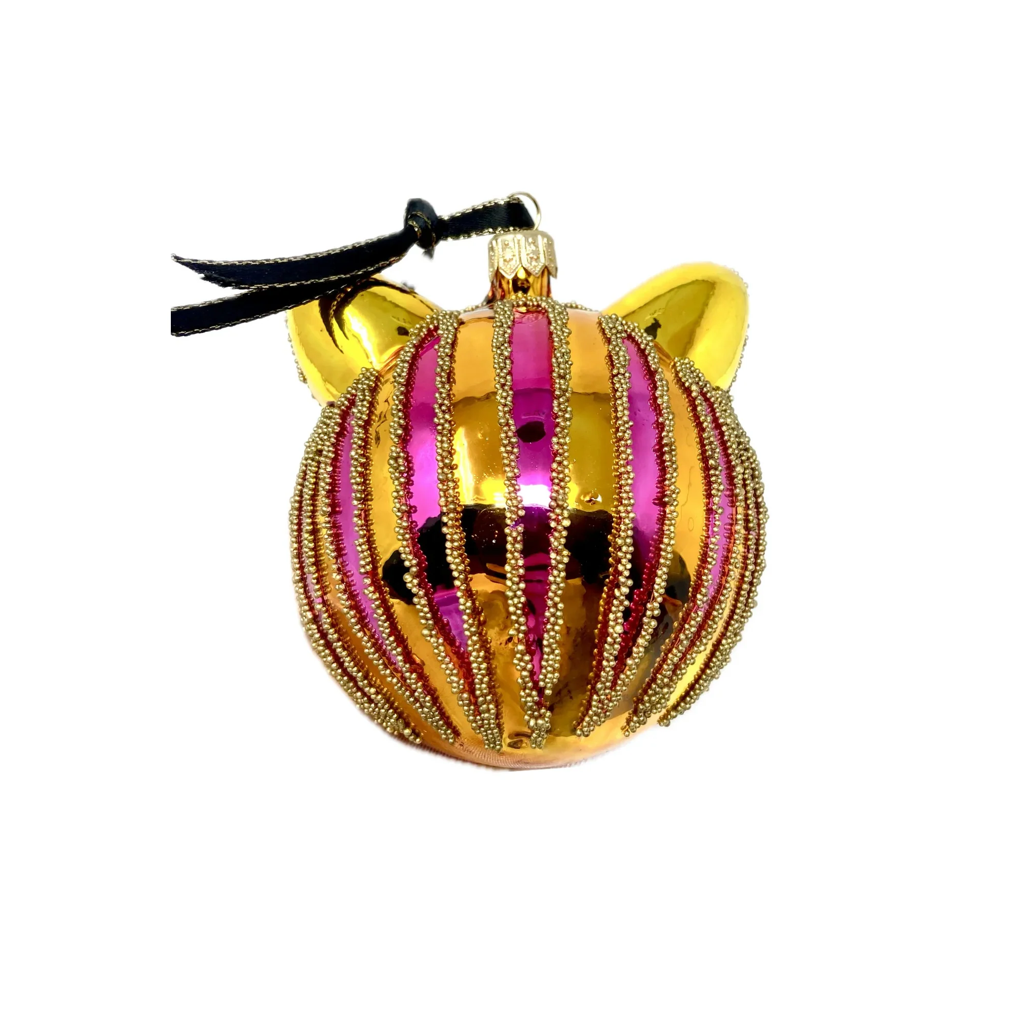 Citrine Cheshire Cat Glass Ornament, 4" - Image 3