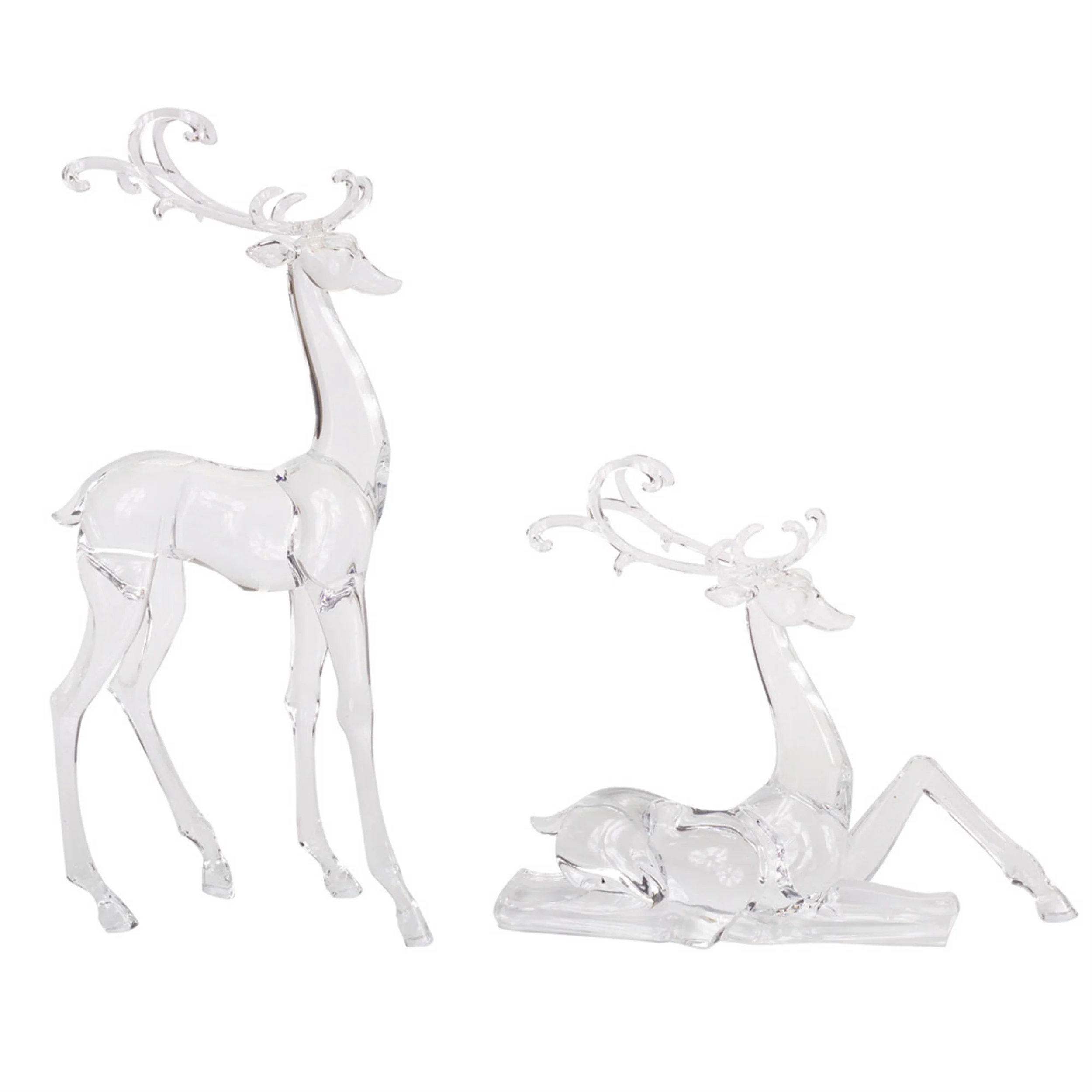 Clear Acrylic Deer Figurine, 10.75 - 17.75" (2 styles - sold individually)