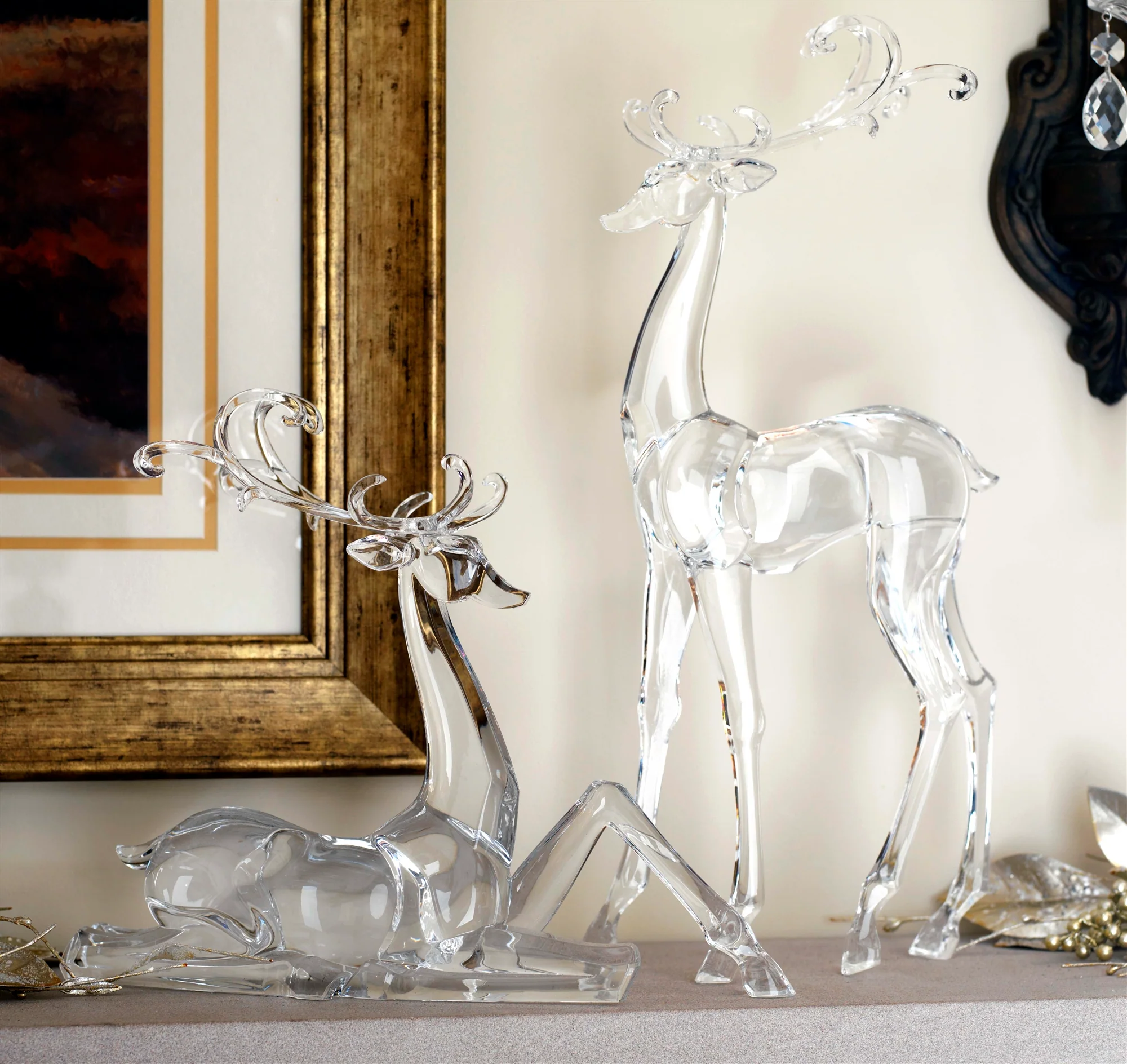 Clear Acrylic Deer Figurine, 10.75 - 17.75" (2 styles - sold individually) - Image 2