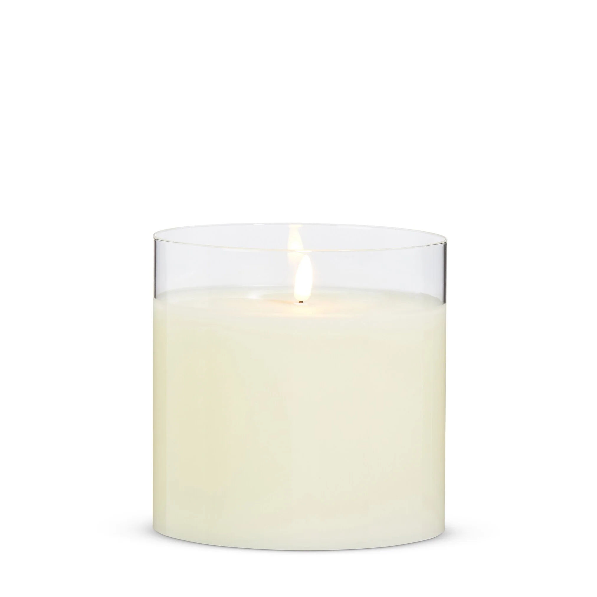 Clear Glass Ivory Pillar Candle, 6" x 6"