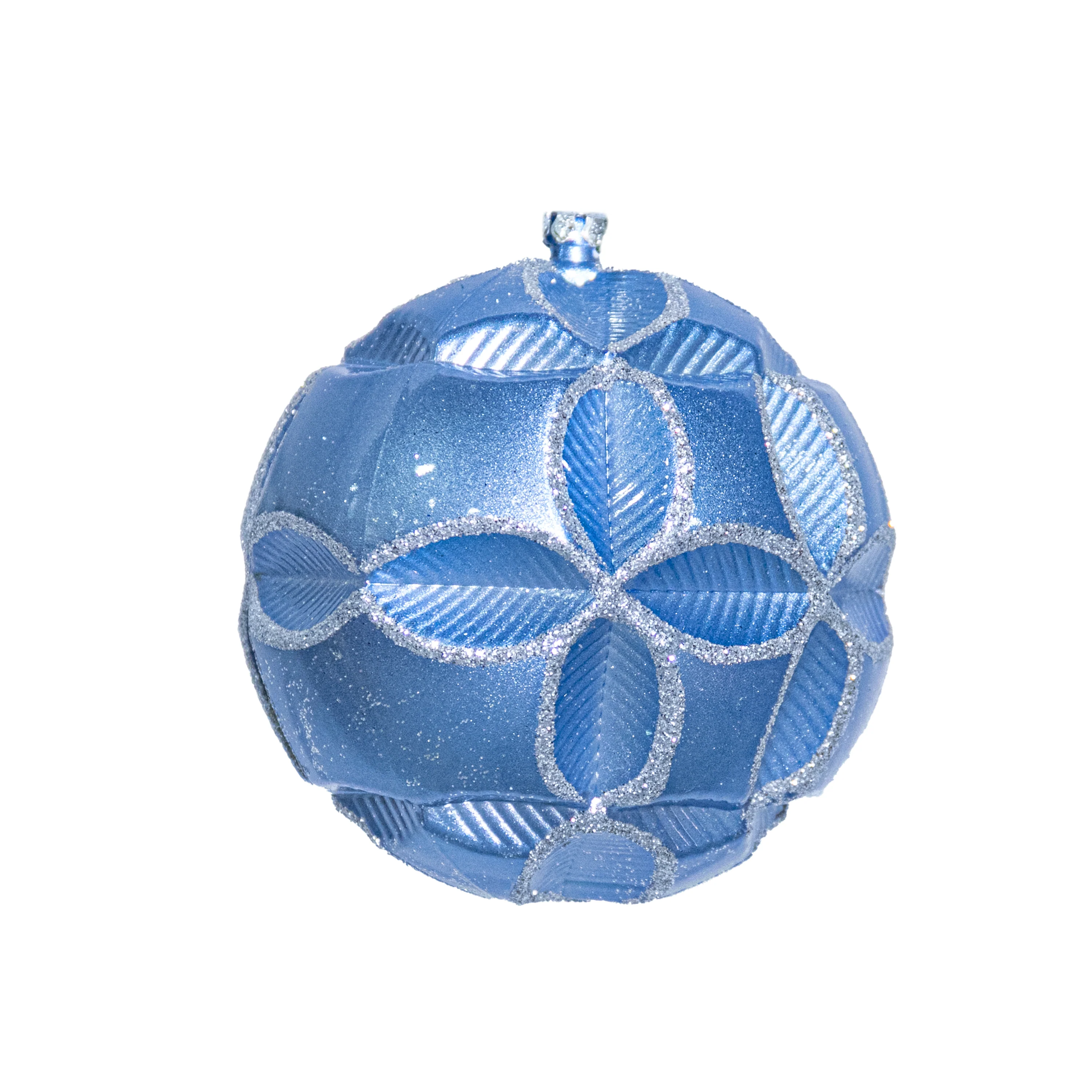 Shatterproof Periwinkle W/Silver Clover Candy Apple Ball Ornament, 4" (100MM)