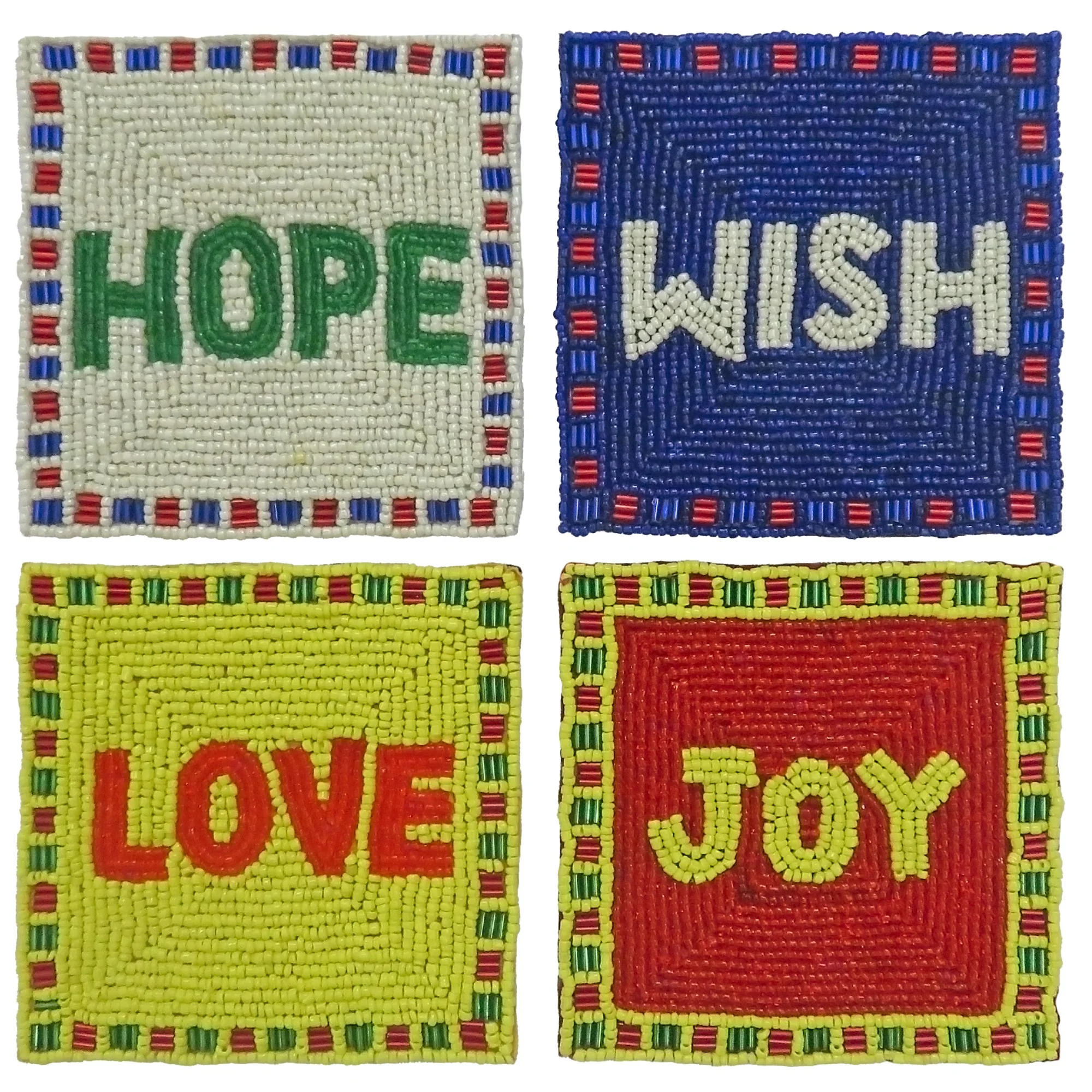 Contemporary Christmas "Love, Hope, Wish Joy" Coasters, 4" (Set of 4) - Image 2