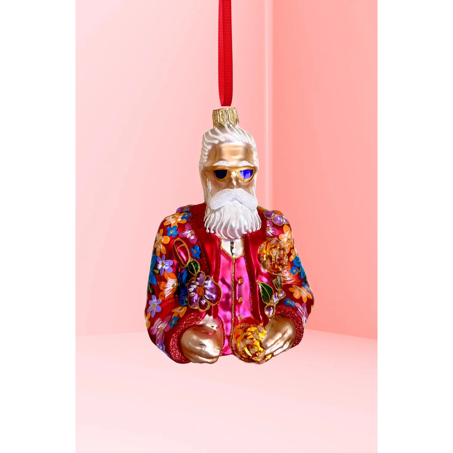 Cool-El Santa Polish Glass Ornament, 6" (Red)
