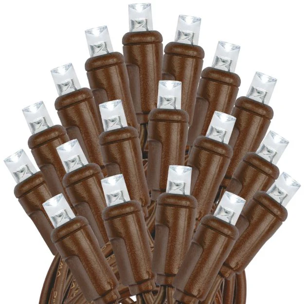 Cool White Mini Light Set, Brown Wire, 50' (100 bulbs, 6" spacing) - Image 2