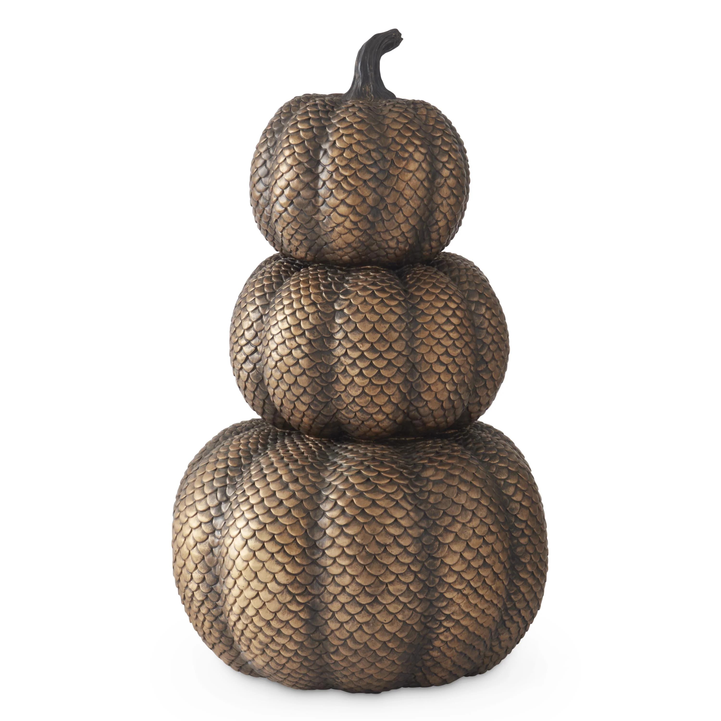 Copper Snakeskin Resin 3 Stack Pumpkins Figurine, 16"
